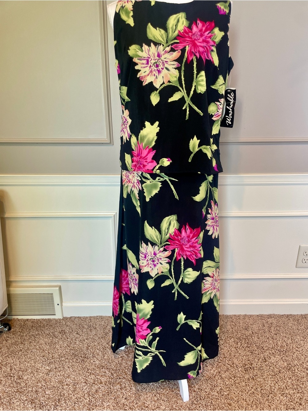 New Premier International Dress 90s Deadstock Large 14-16 Maxi Sleeveless Floral